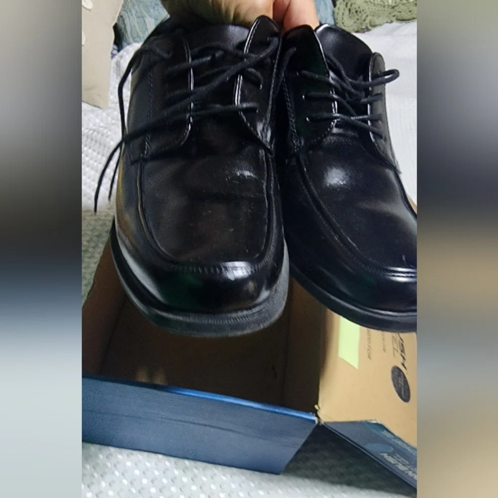 NUNN BUSH EUC MENS SIZE 10 81750 COMFORT GEL BLACK LEATHER OXFORD SHOES